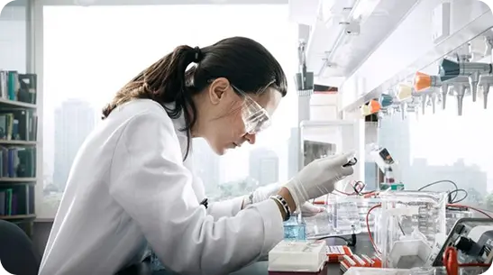 Scientist conducting peptide laboratory research